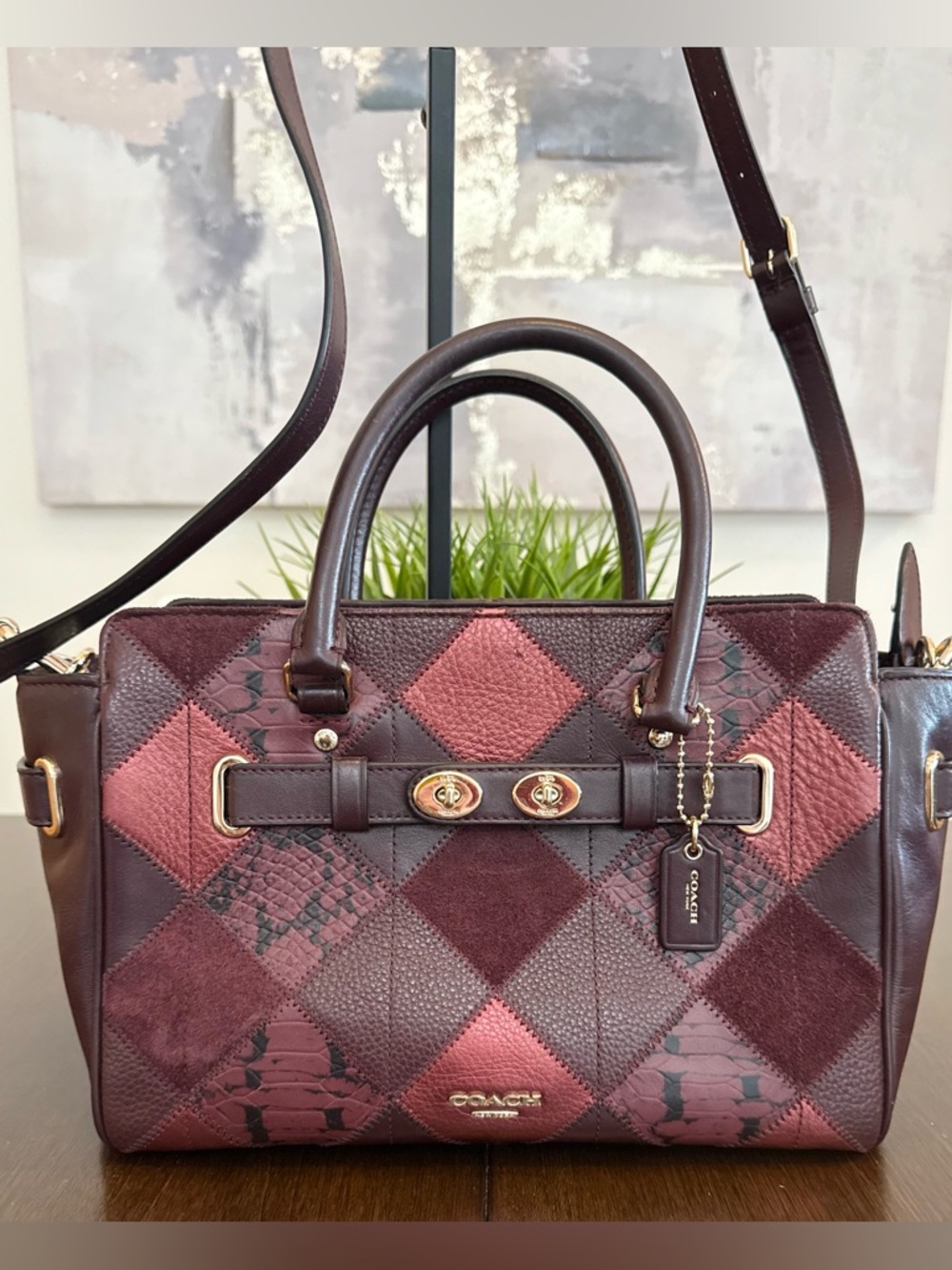Coach Blake 25 Carryall w/ Matching Wallet in Metallic Patchwork - Picture 2 of 10